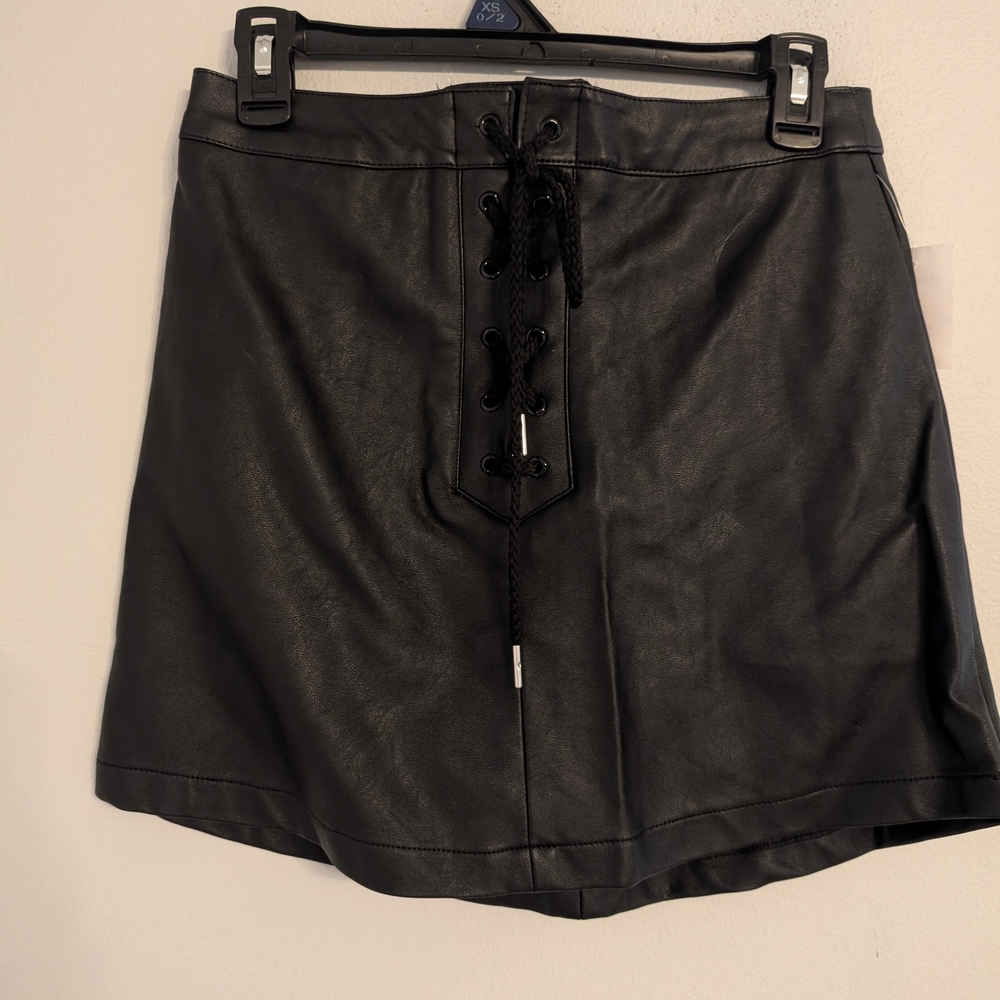 Black Lace-Up Skirt